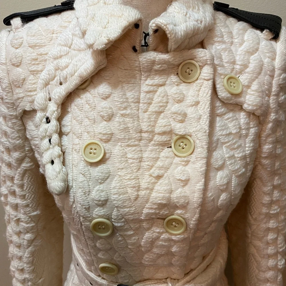 Burberry prorsum runway knit effect white ivory trench coat - Picture 5 of 16